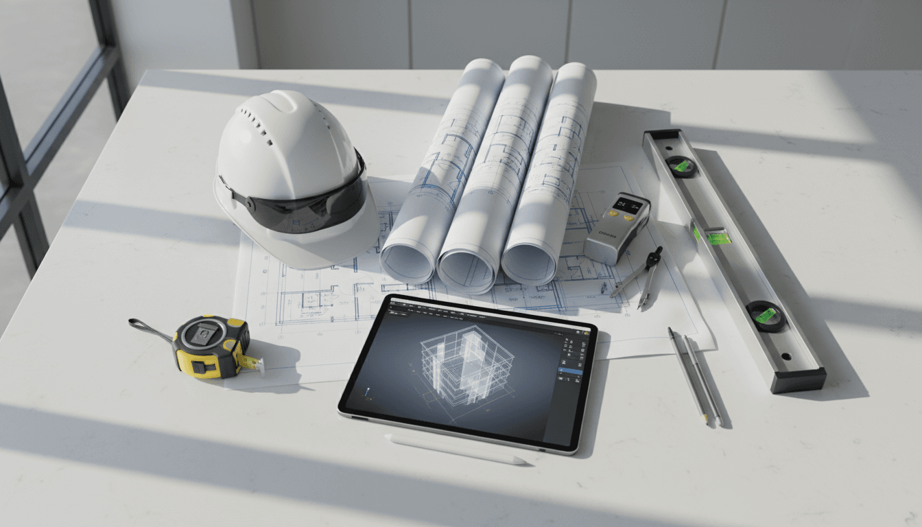 Construction tools and technology arranged professionally